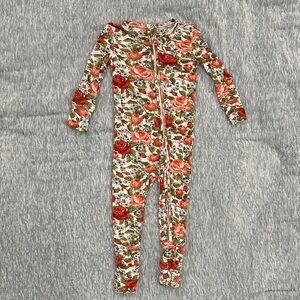 Posh Peanut Floral Baby Onesie in Red, Orange and Green